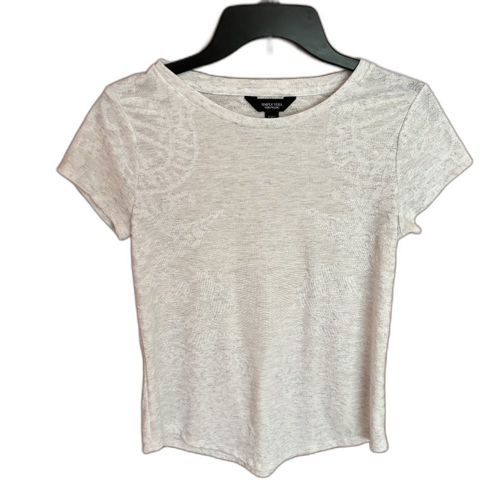 Simply Vera Vera Wang Women’s White Floral Short Sleeve Top PXS